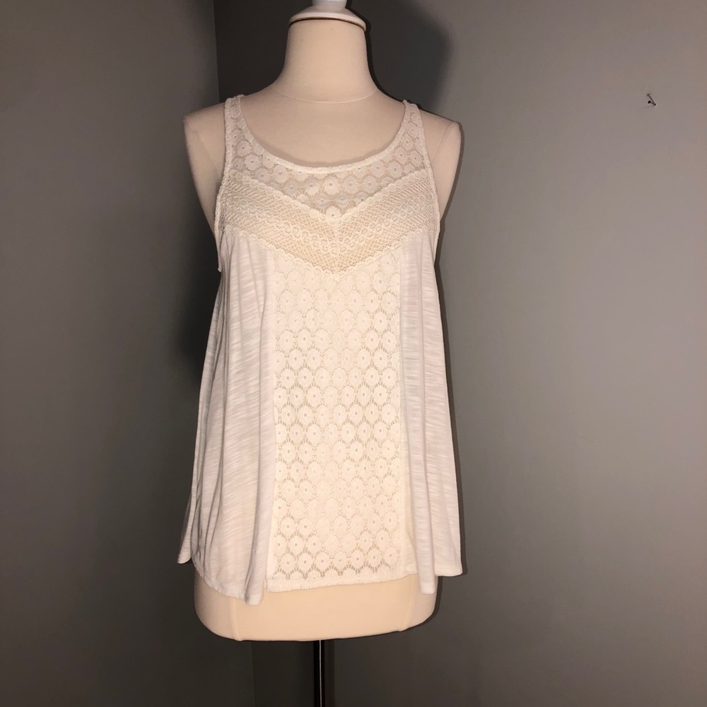 AEO White Lace Sheer Sleeveless Tank